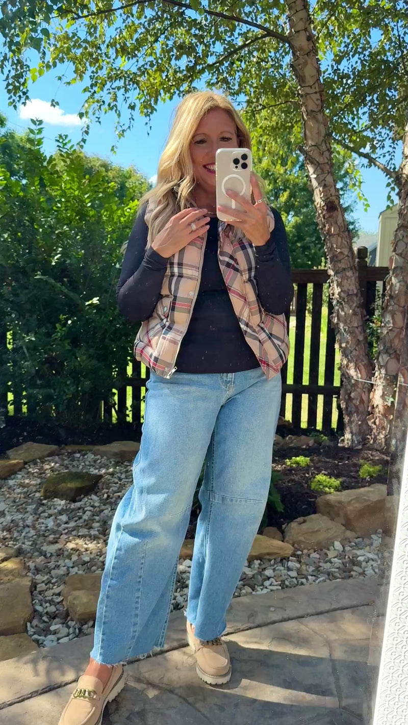 Benicia Plaid Vest : Tan