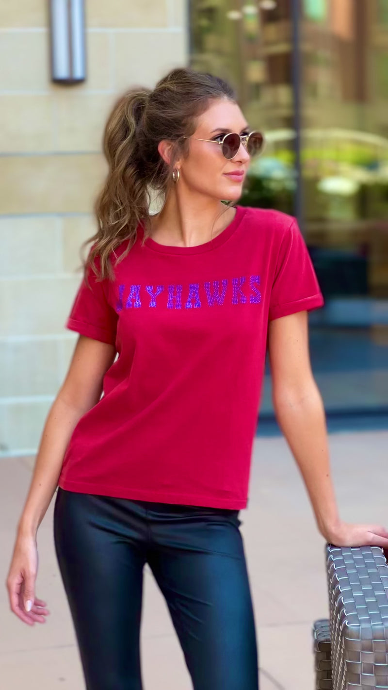 KU Rhodes Rhinestone Tee : Red