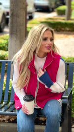 Fireside Feels Textured Vest : Hot Pink