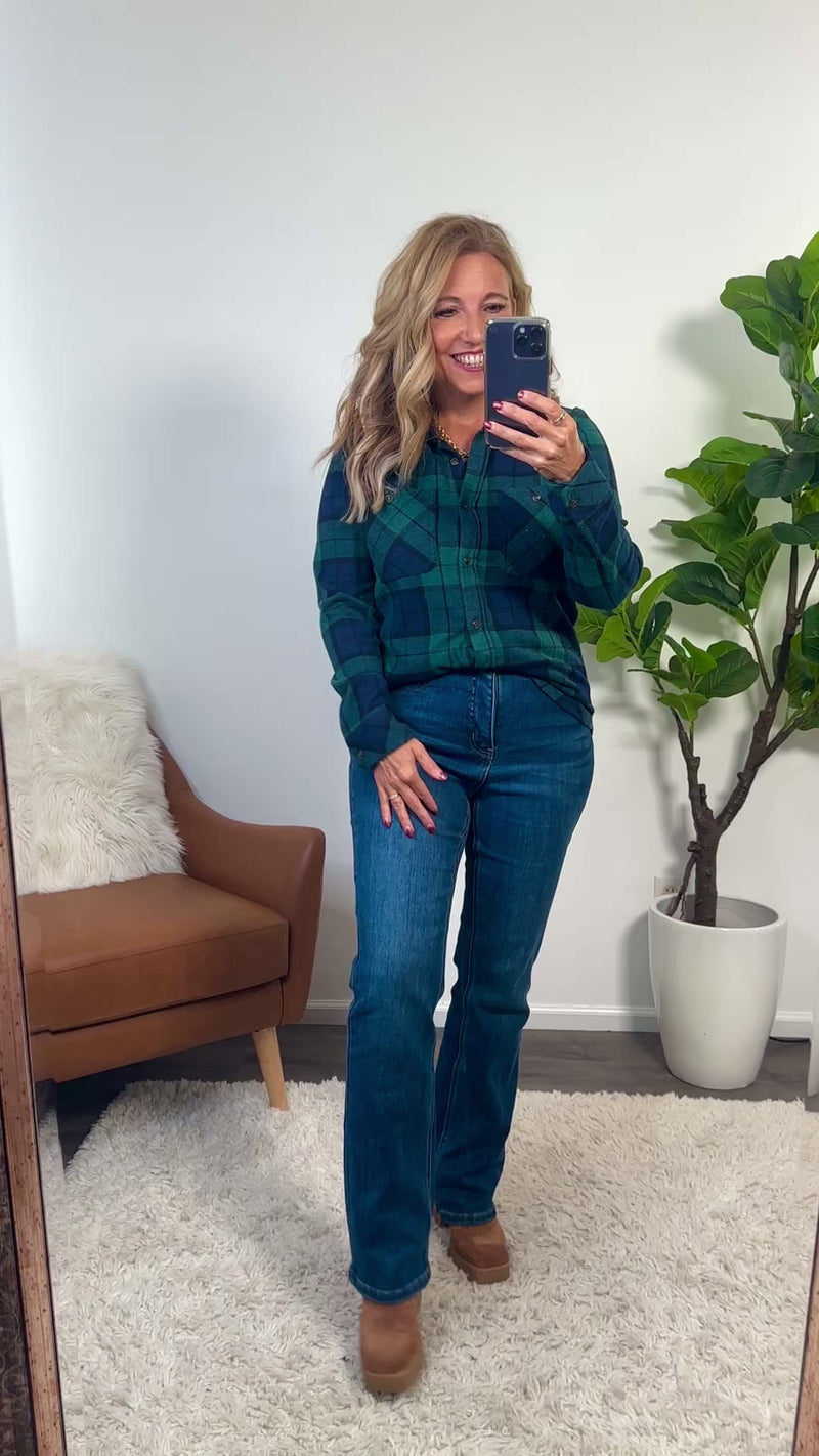 Lewis Soft Plaid Button Down Shirt : Pine Green & Navy