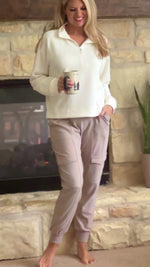 Move With It Fleece Cargo Joggers : Mink