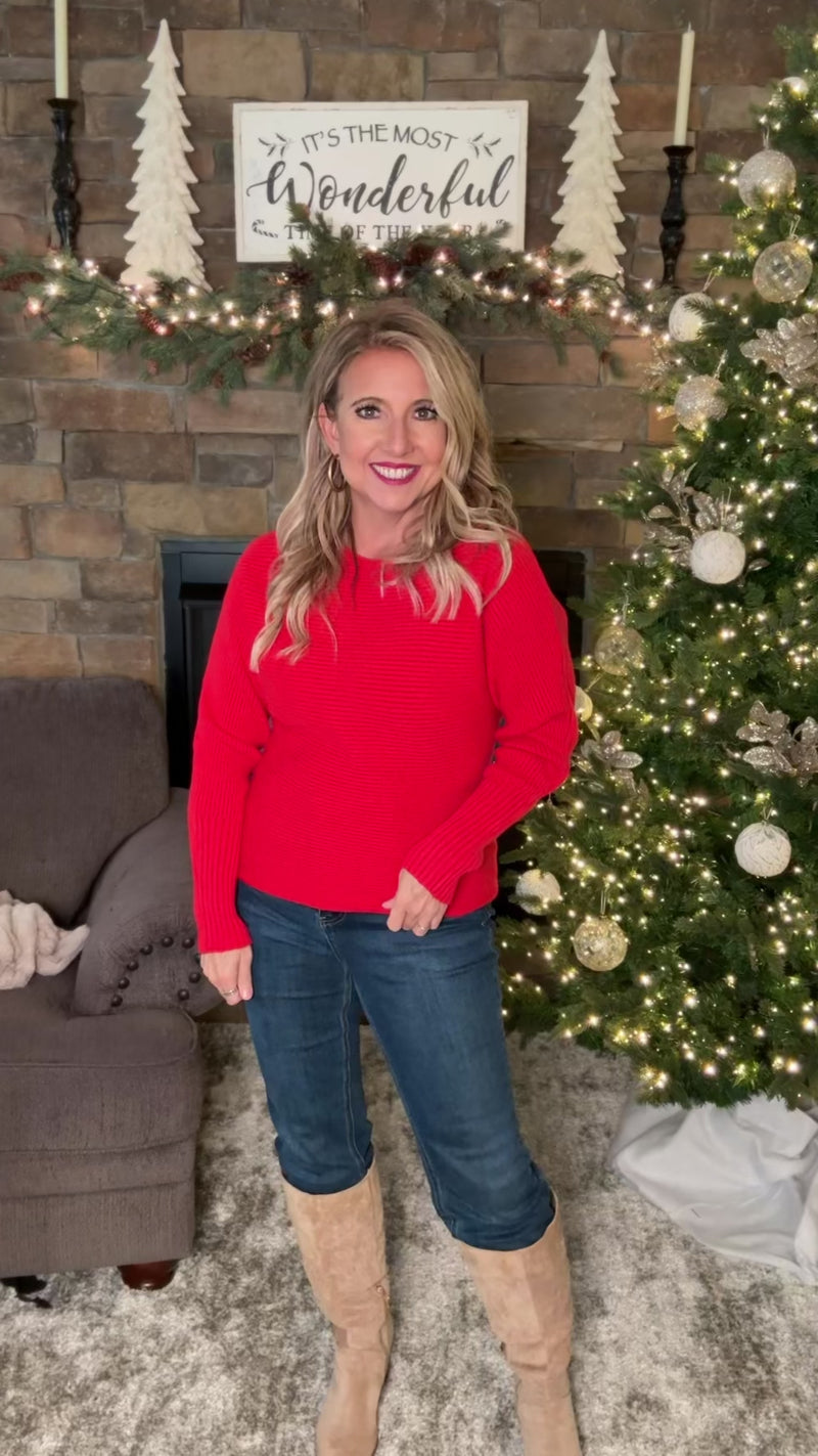 Flannery Soft Ribbed Sweater : Red