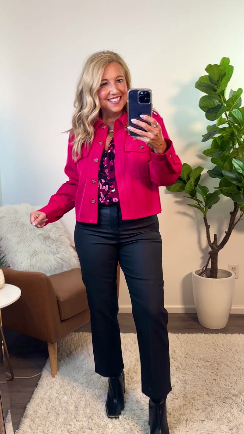 Elissa Cropped Baggy Jacket : Fuchsia