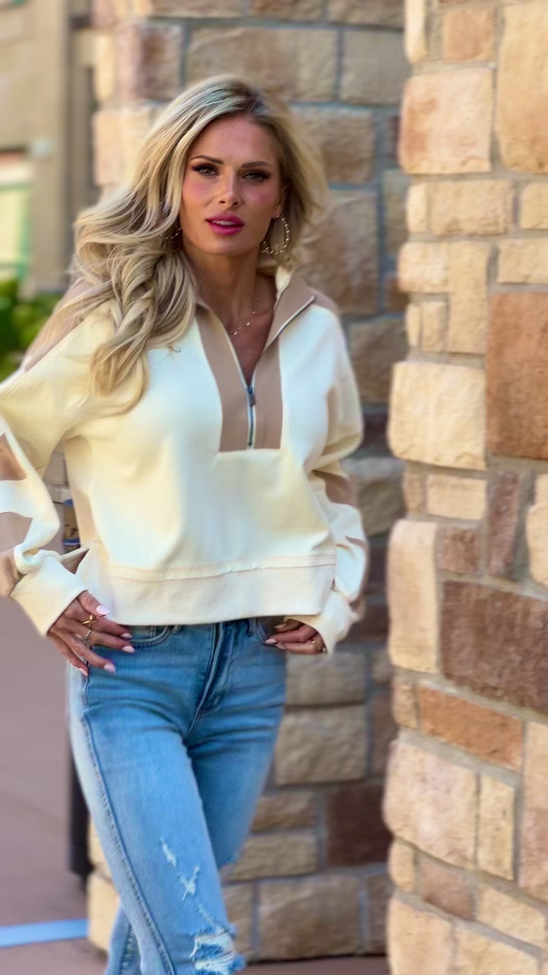Ceede 1/2 Zip Pullover : Cream