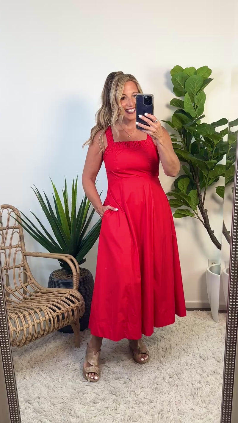 Sima Banded Top Maxi Dress : Red