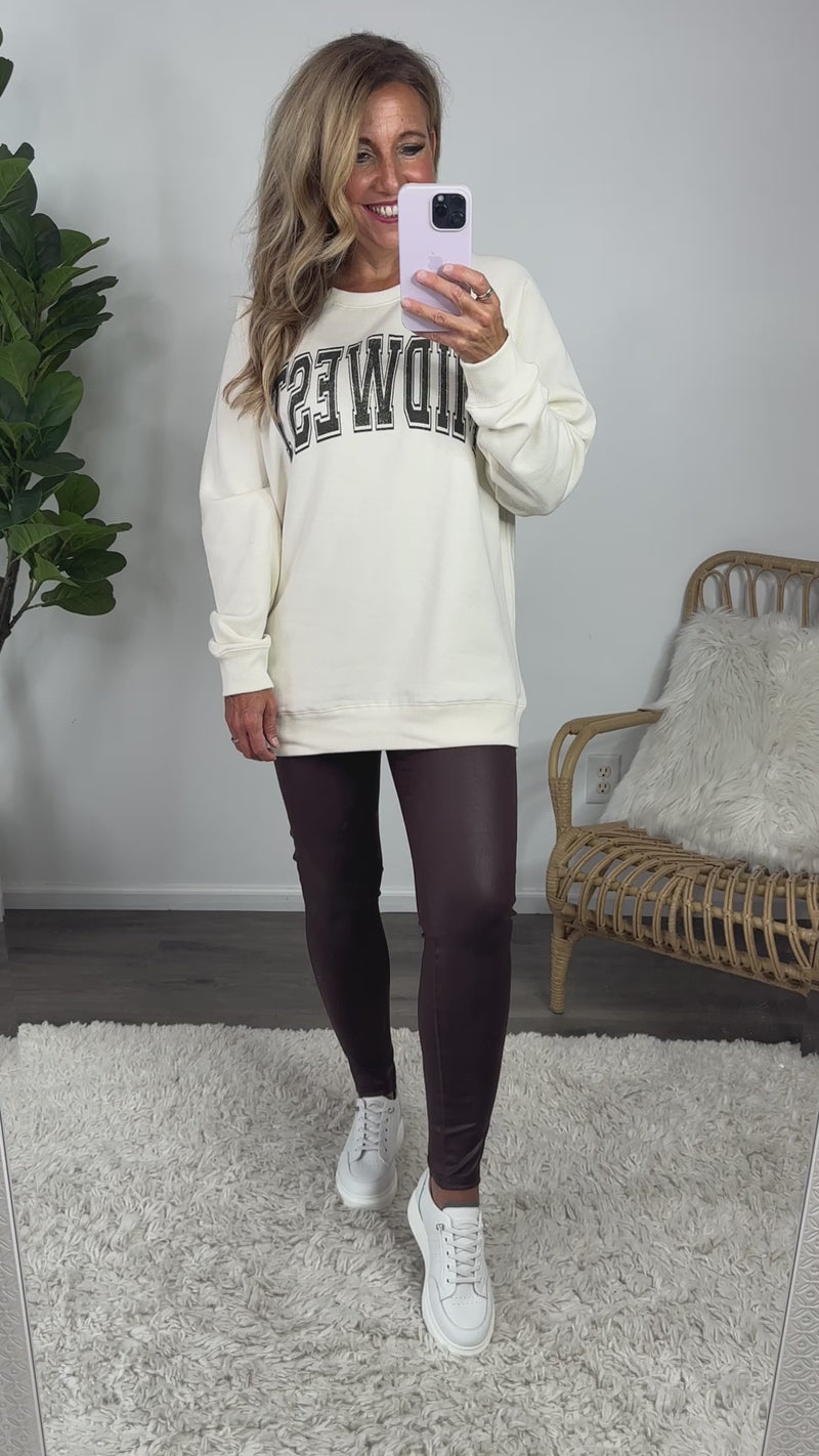 Ava Faux Leather Stretch Leggings : Mahogany