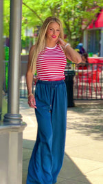 Lake Stripes Sweater Tank : White/Red