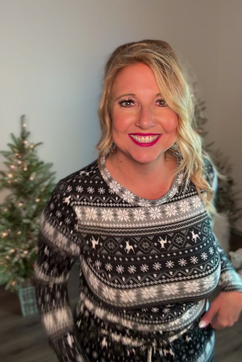 Fairisle Soft Pajama Set : Black