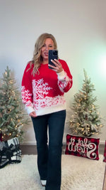 Vail Life Fluffy Snowflake Sweater : Red