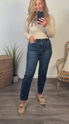 Bayeas Linda Super High Rise Slim Straight : Deep Sea