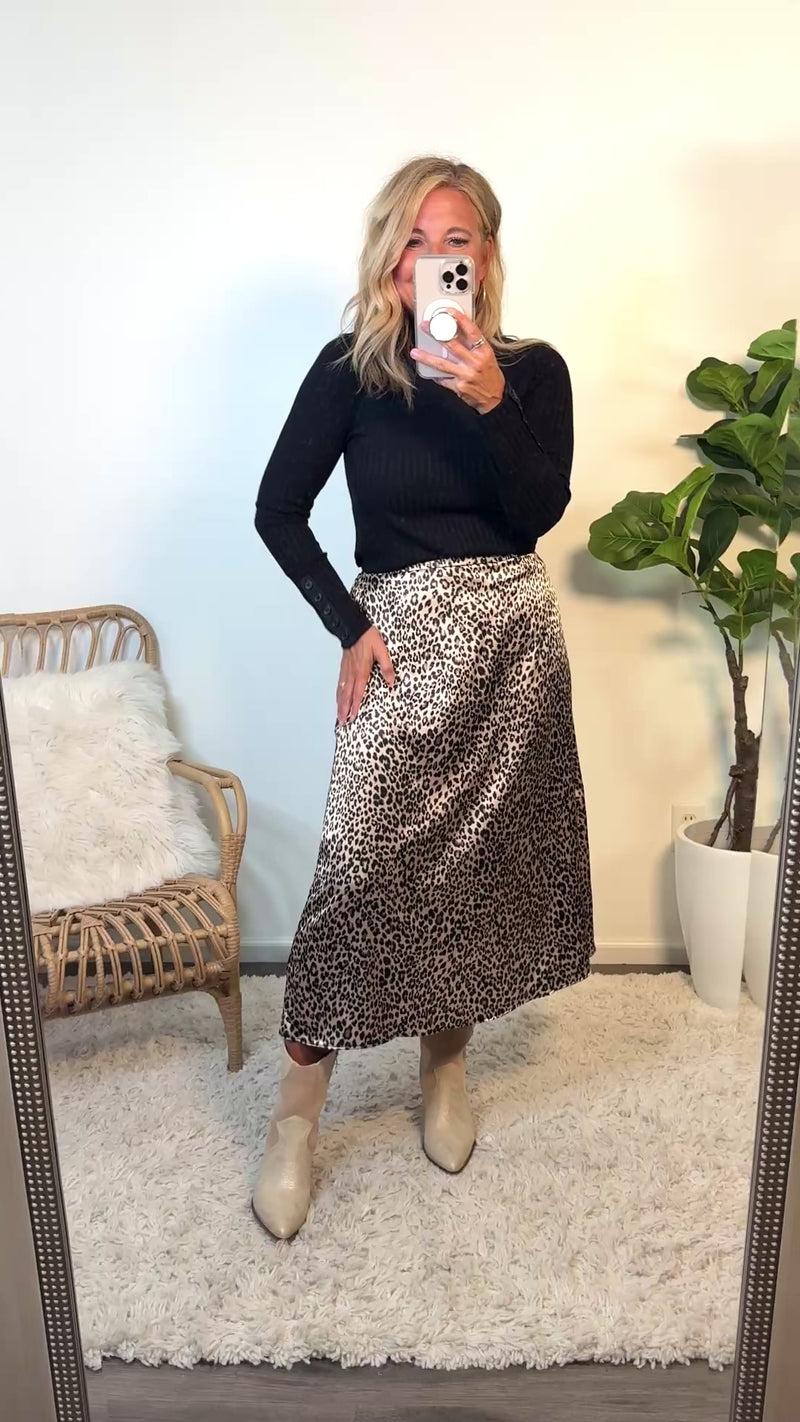 Hartlyn Animal Print Skirt : Mocha