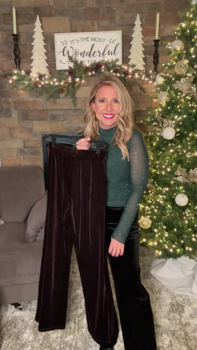 Jobelle Velvet High Rise Pants : Black