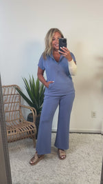 Vanna Half Zip Jacket and Cropped Pants Set : Light Denim