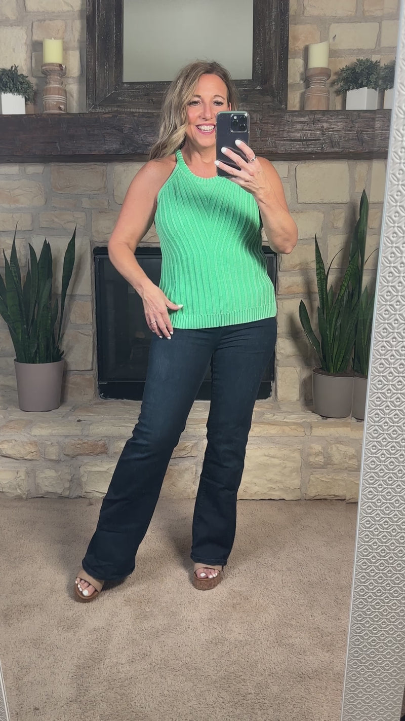 Tribal Regan Halter Sweater Tank : Green