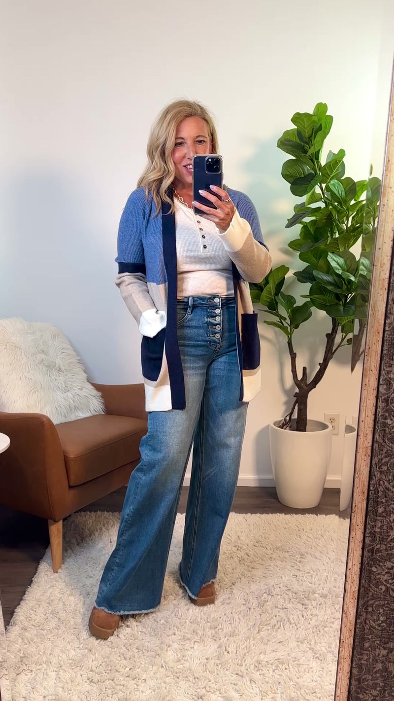 Liverpool Banff Colorblock Cardigan : Lapis