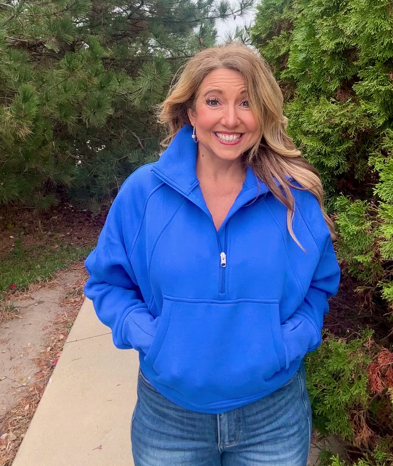 Layla Game Day Half Zip Fleece Pullover : Royal