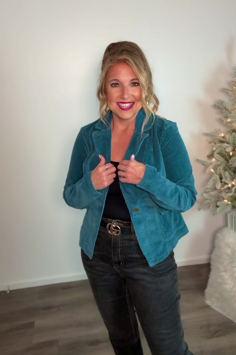 XCVI Jessamine Corduroy Blazer : Teal