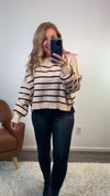 Warm Lattes Striped Sweater : Taupe/Black