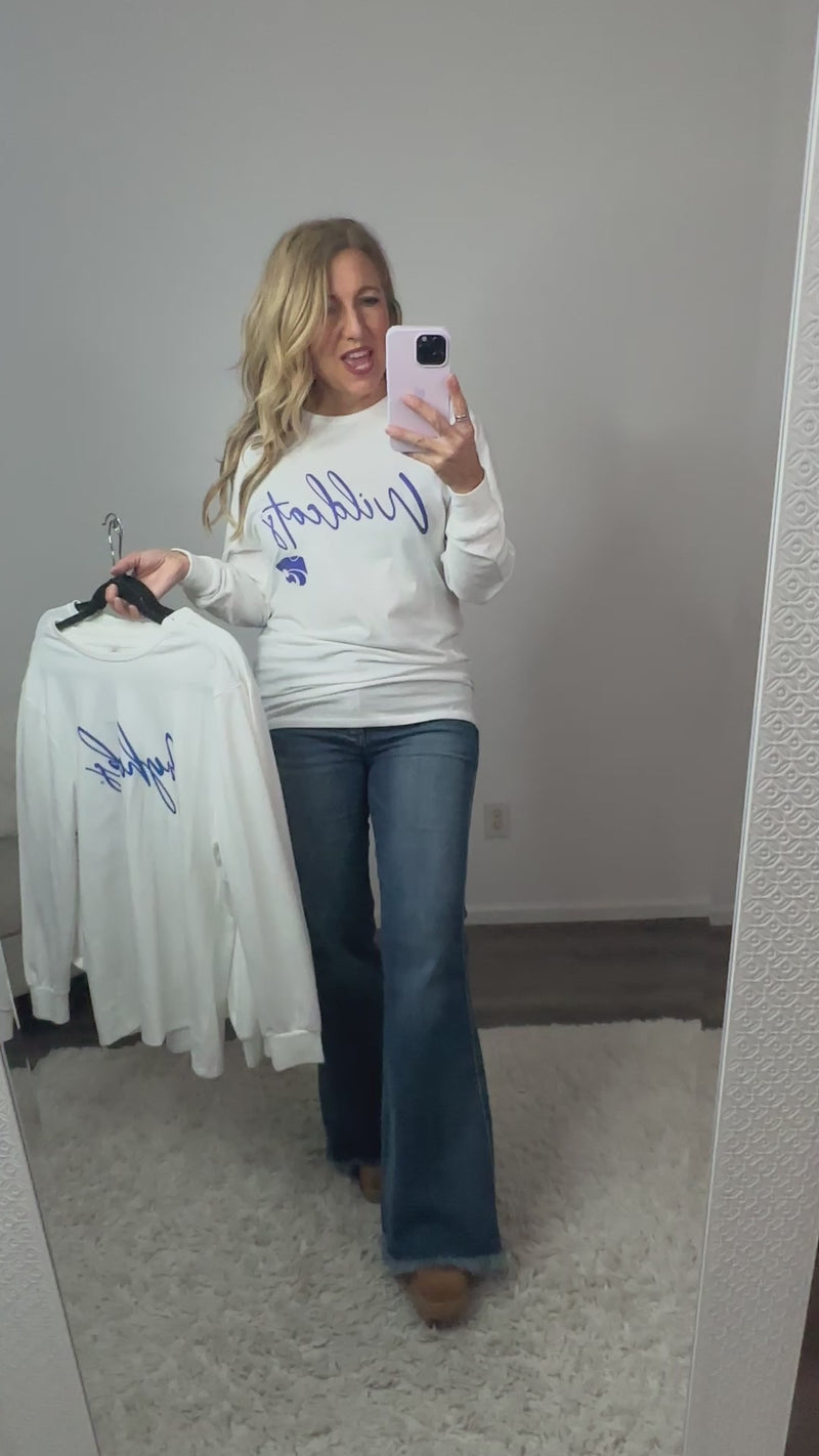 KS Jayhawks Win The Day Boyfriend Tee : White/Blue