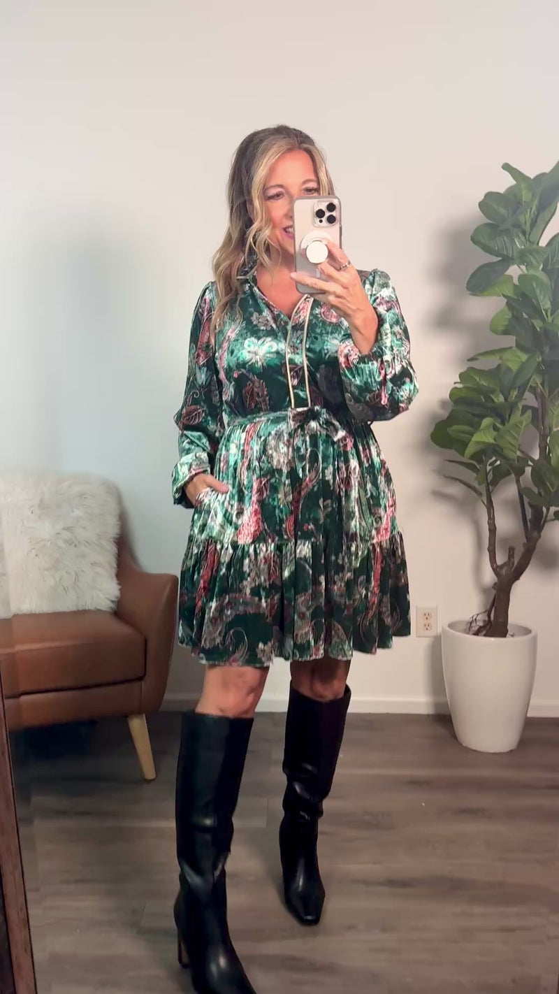 Seraphim Long Sleeve Dress : Green