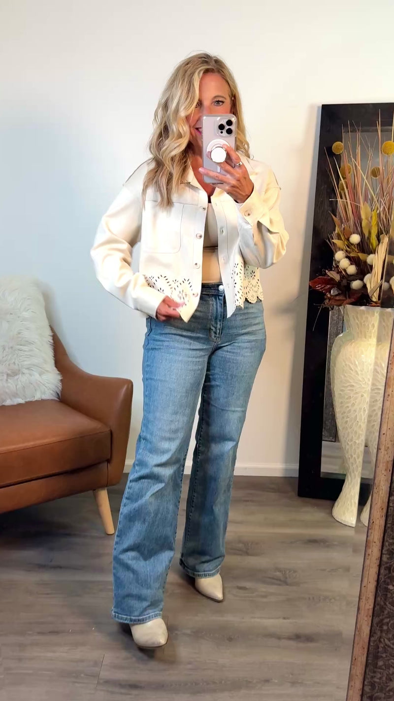 Viola Suede Shirt Jacket : Ivory