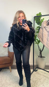 Aspen Nights Lux Faux Fur Poncho : Black