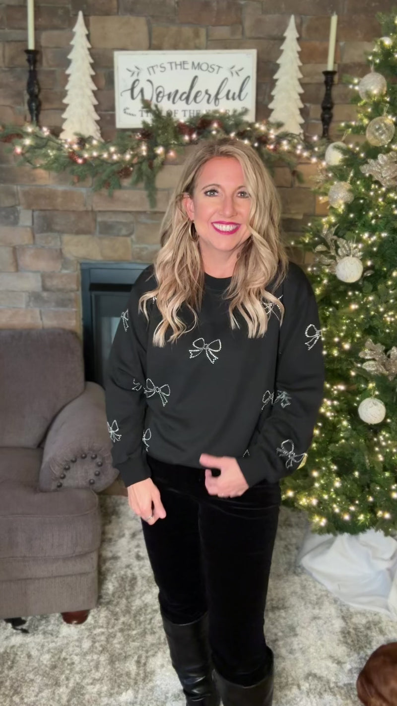 Malvina Bows Crew Neck Sweater : Black