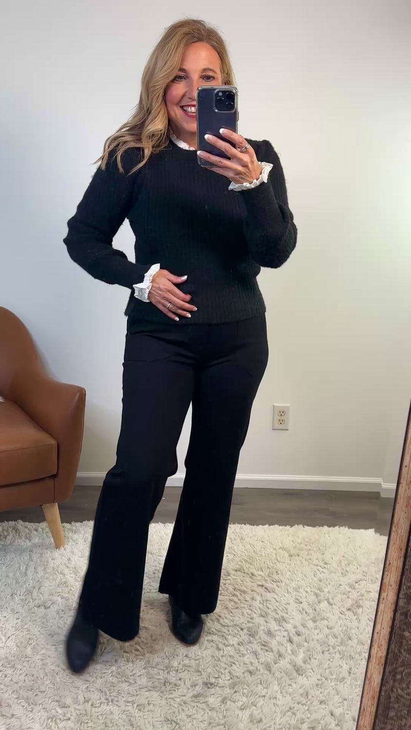 Winter Bells Sweater Top Combo : Black