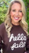 Fall Fave Embroidered Oversized Knit Sweater : Chocolate