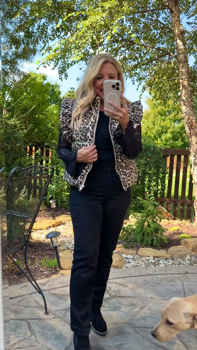 Maybelle Animal Print Vest : Mocha/Black