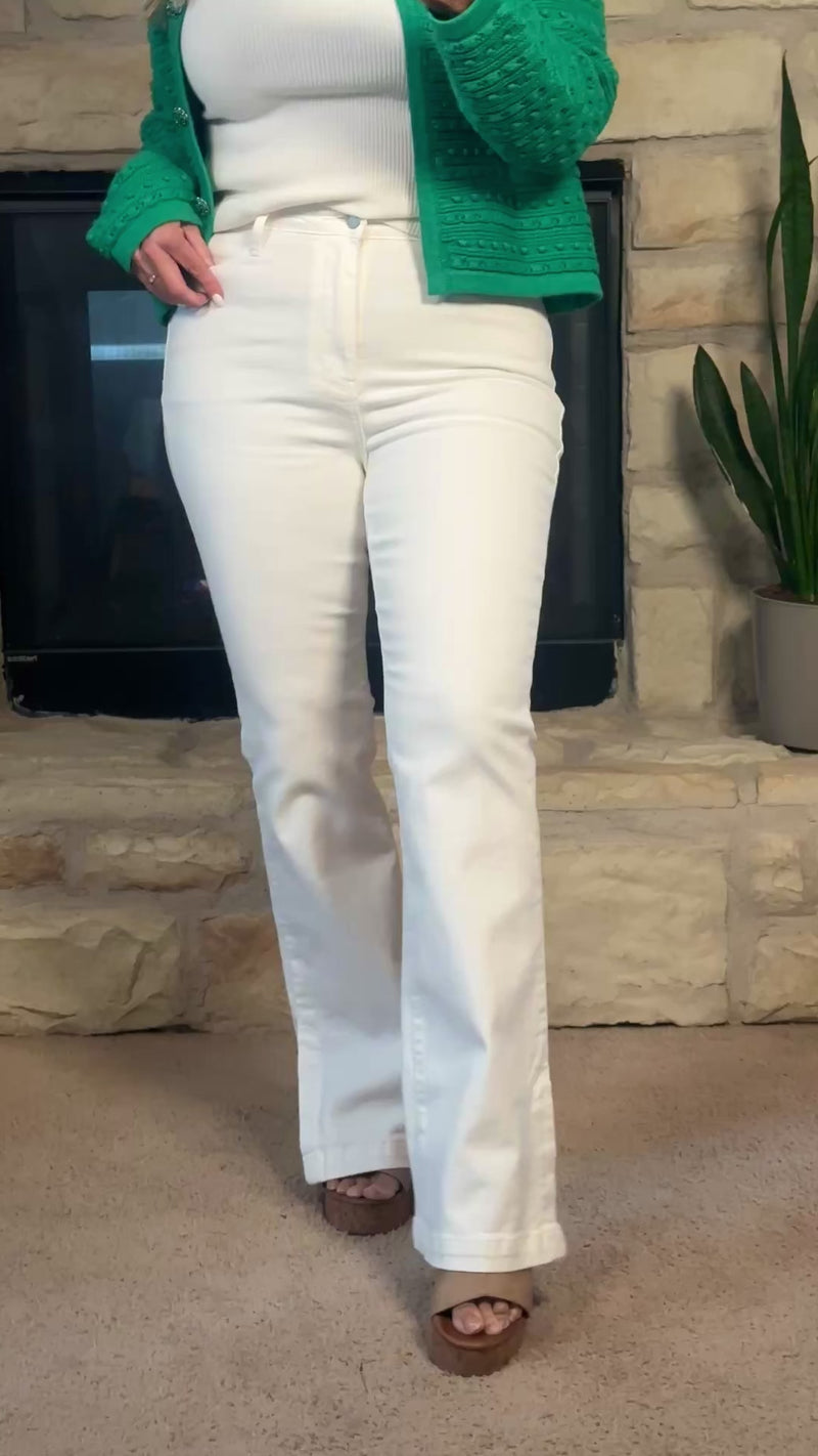 Judy Blue Senga HW Side Slit Slim Boot : White