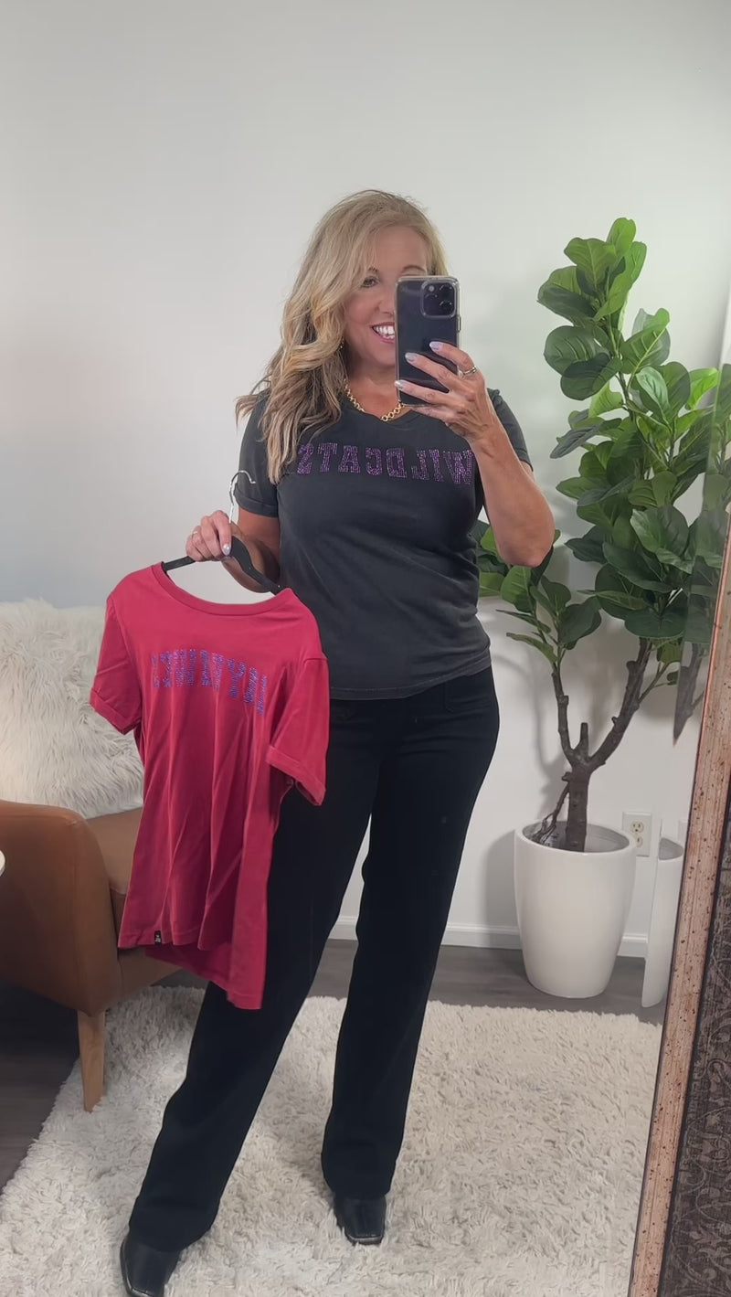 KState Rhodes Rhinestone Tee : Washed Black