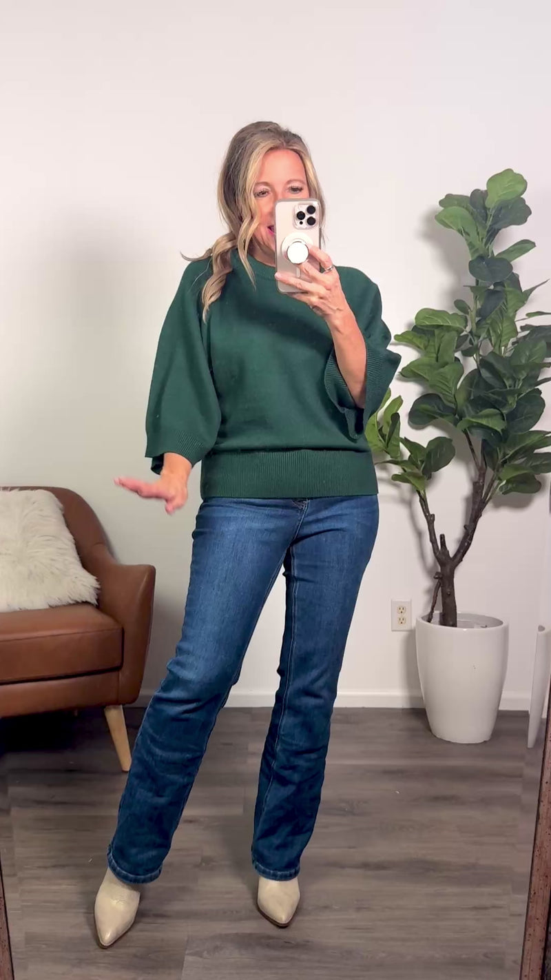 Katniss 3/4 Sleeve Sweater : Hunter Green