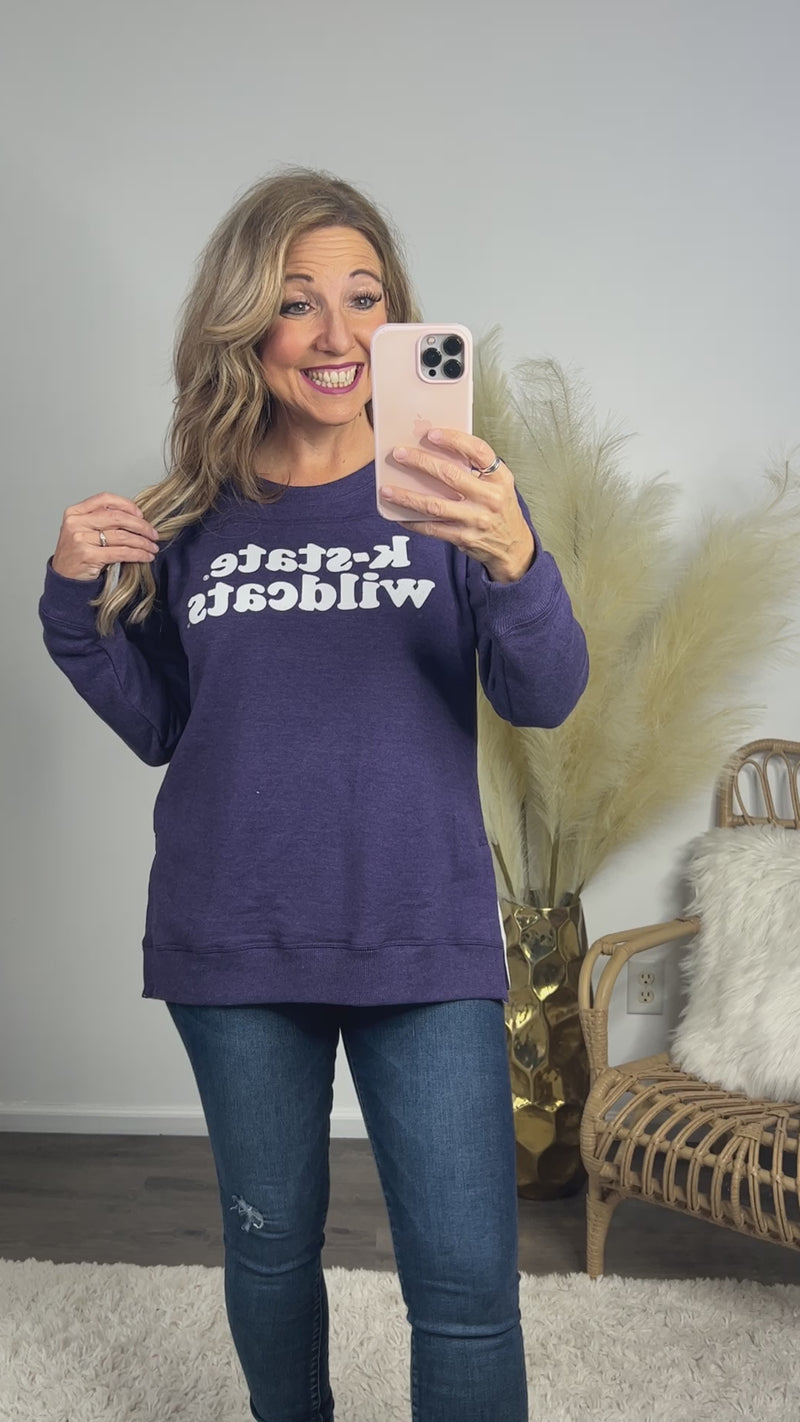 K-State Wildcats Side Slit Tunic Sweatshirt : Purple