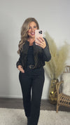 Ring In The Year Cropped Velvet Jacket : Black/Gold