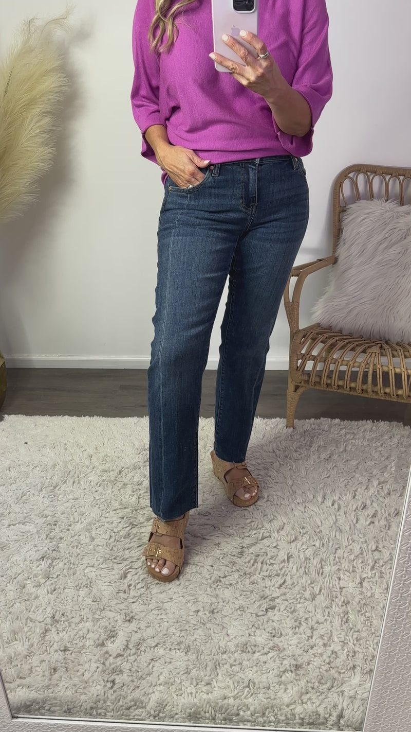Liverpool Findley Kennedy Raw Hem Jean : Dark Wash