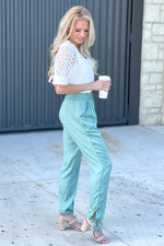 Places To Be Tied Hem Joggers : Sage
