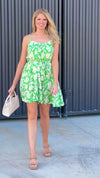 Only Gets Better Sleeveless Floral Mini Dress : Green/Cream