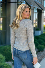 Tribal Miranda Crochet Crew Neck Sweater : Heather Sage
