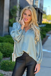 Boho By Day Drop Bubble Sleeve Blouse : Sage