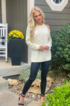 Back To My Roots One Cold Shoulder Cable Knit Sweater : Ivory