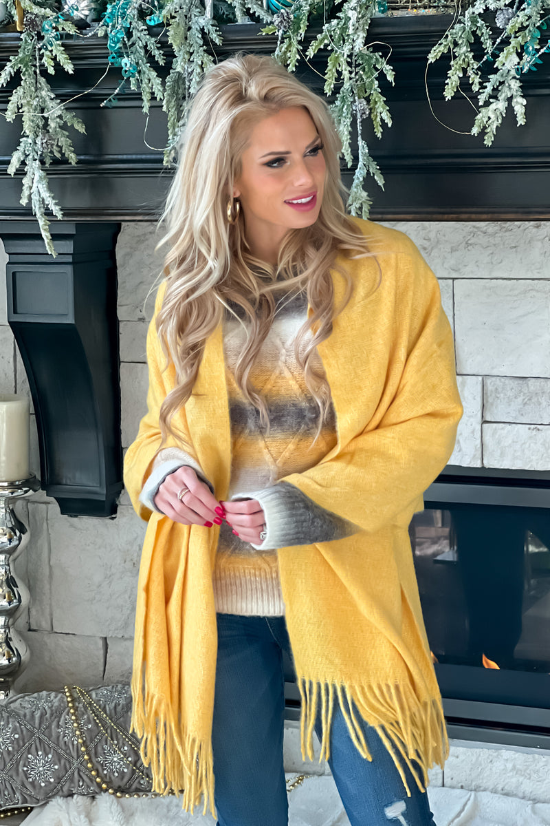 Always Chilly Oversize Heathered Knit Scarf : Yellow
