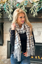 Winter Is Coming Houndstooth Soft Scarf : White/Charcoal