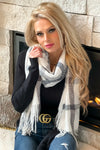 Winter Is Coming Plaid Soft Scarf : White/Charcoal