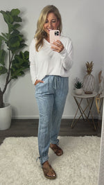Respectfully Yours Tie Ankle Pants : Chambray