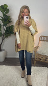 First Class Style Cable Knit Poncho : Mustard