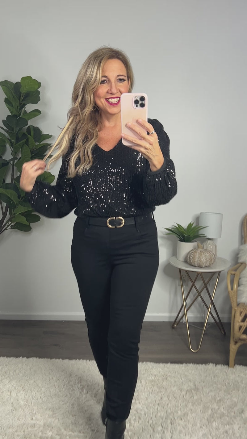Seeing Stars Sequin Bodysuit : Black