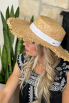 Hampton Sun Hat With White Belt : Natural
