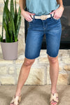 Liverpool Myrtle Beach High-Rise Bermuda Jean Shorts : Dark Wash