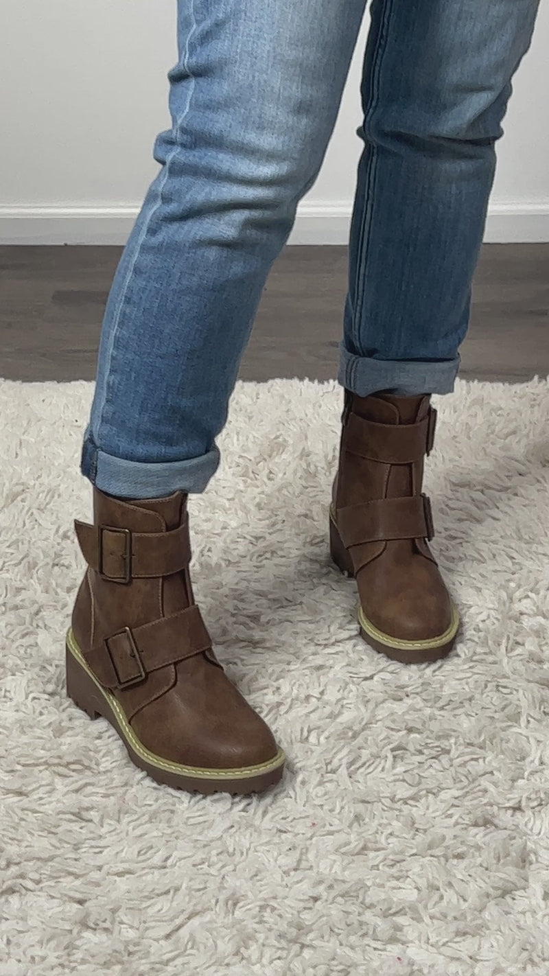 Corkys Woke Buckle Detail Bootie : Brown